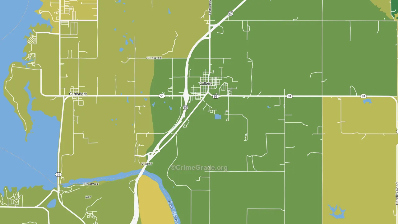 Colbert, OK Map of Theft Rates