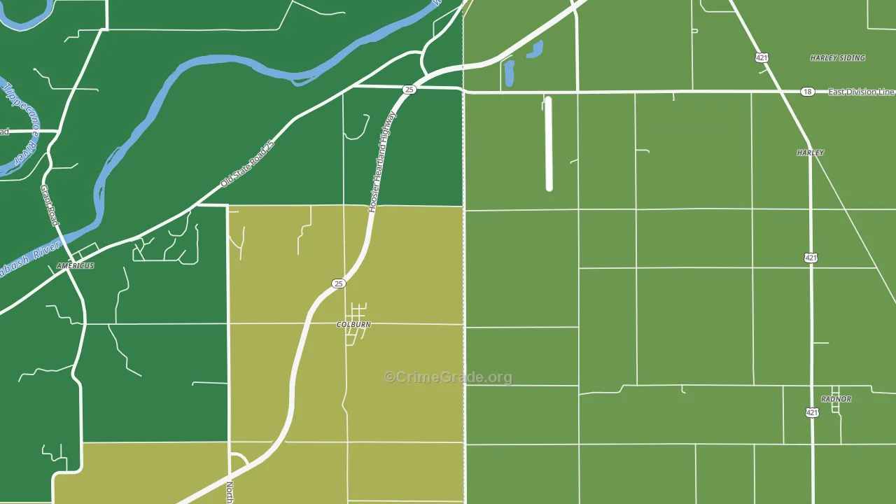Colburn, IN Map of Theft Rates