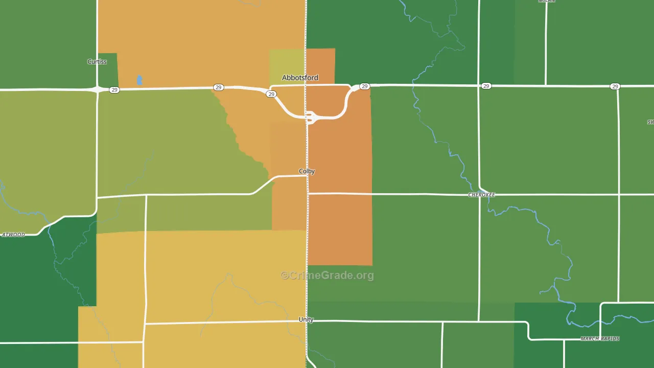 Colby, WI Map of Theft Rates
