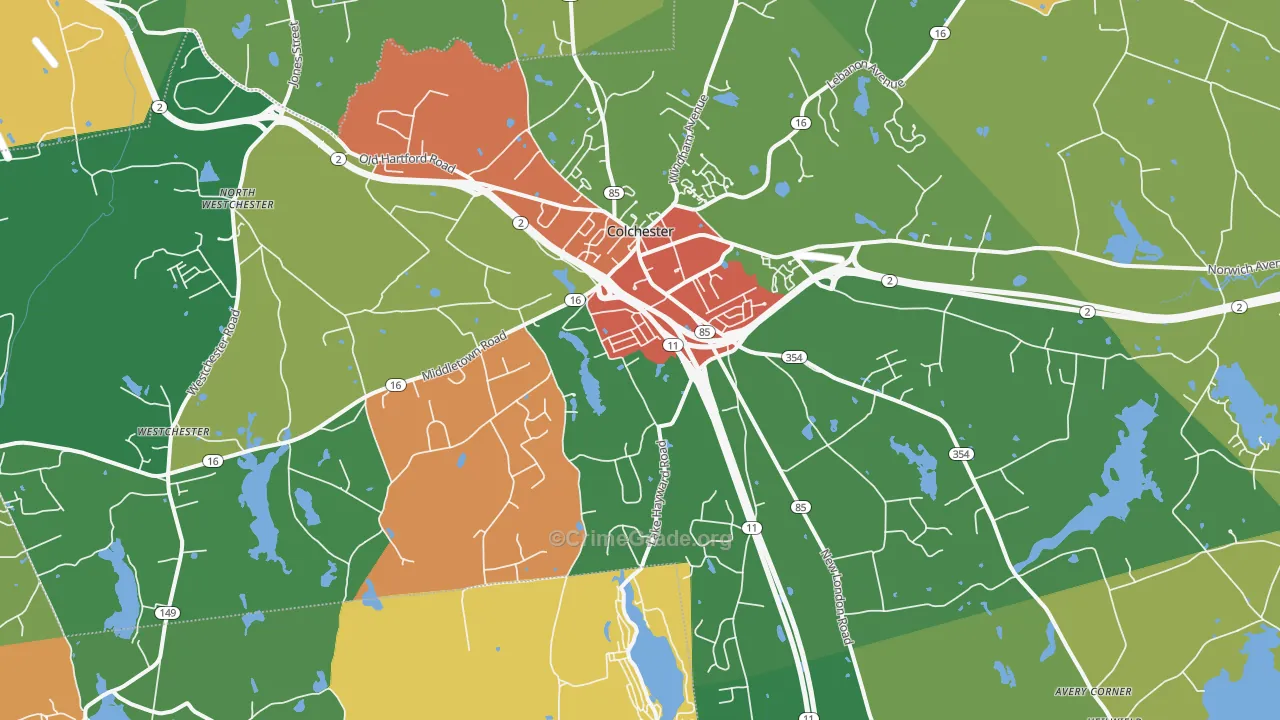 Colchester, CT Map of Theft Rates