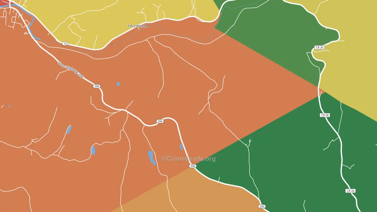 Colchester, NY Map of Theft Rates