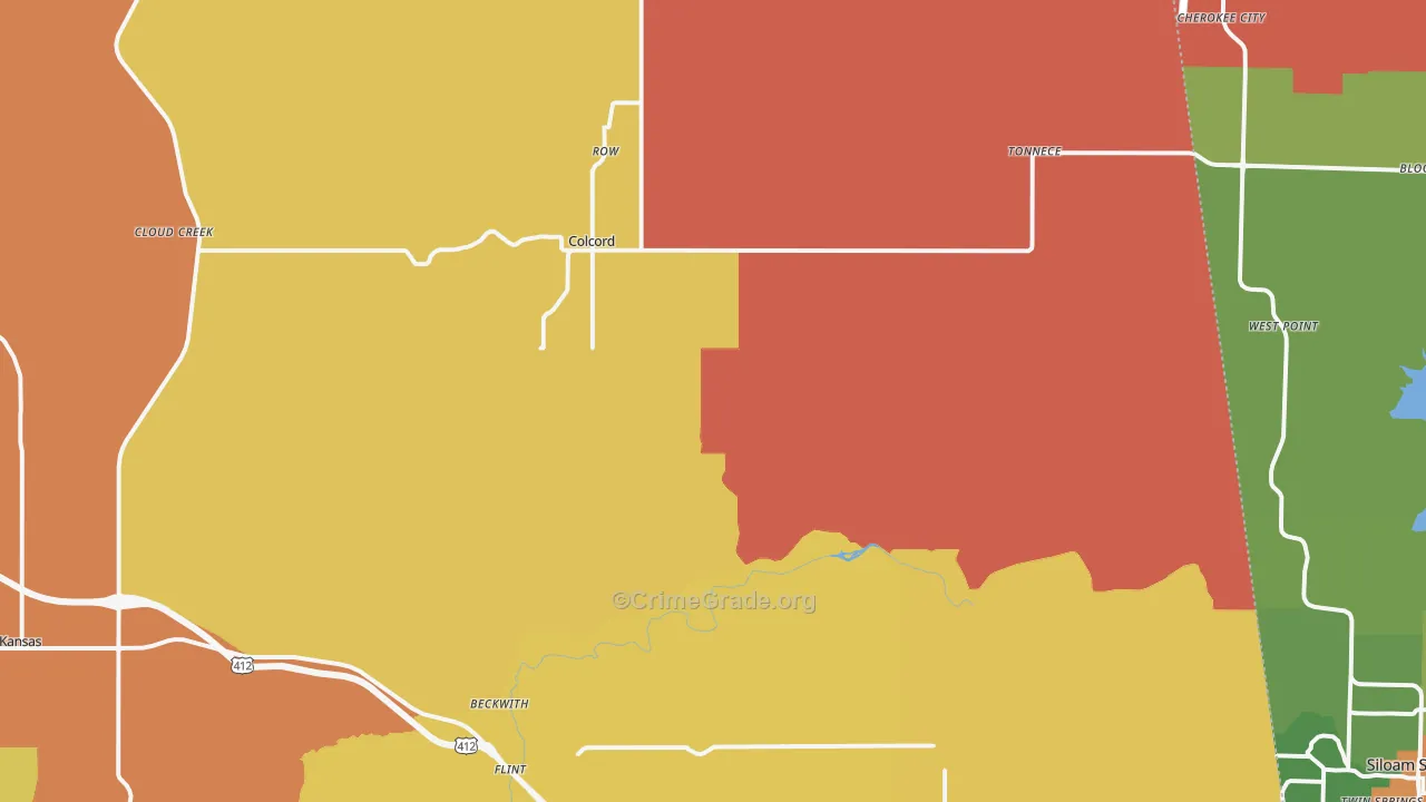 Colcord, OK Map of Theft Rates