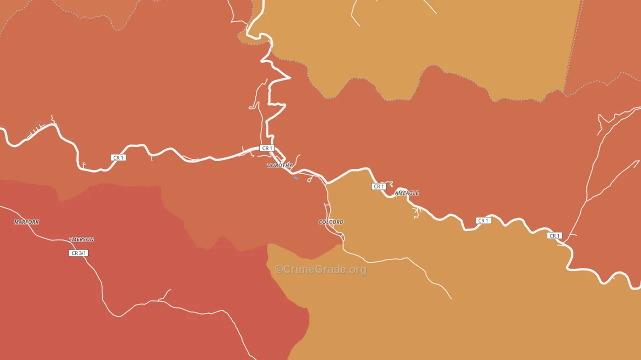 Colcord, WV Map of Theft Rates