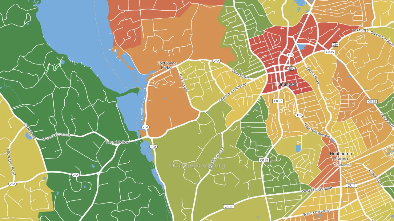 Cold Spring Harbor, NY Map of Theft Rates