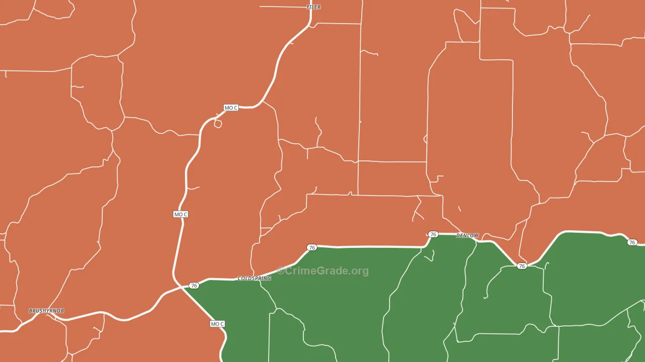 Coldspring, MO Map of Theft Rates