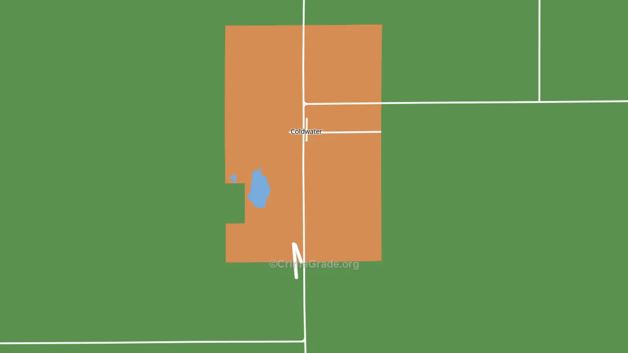 Coldwater, KS Map of Theft Rates