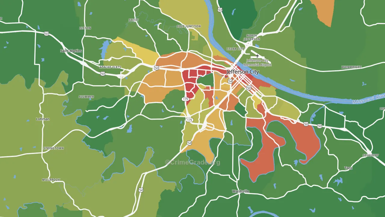 Cole County, MO Map of Theft Rates