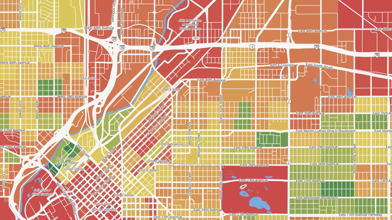 Cole, Denver, CO Map of Theft Rates
