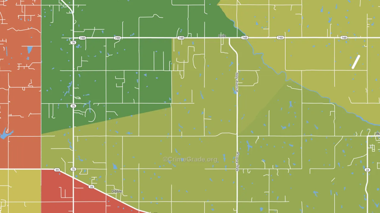 Cole, OK Map of Theft Rates