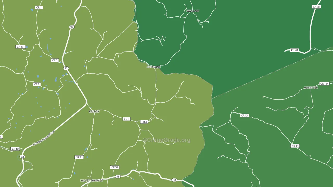 Colebank, WV Map of Theft Rates