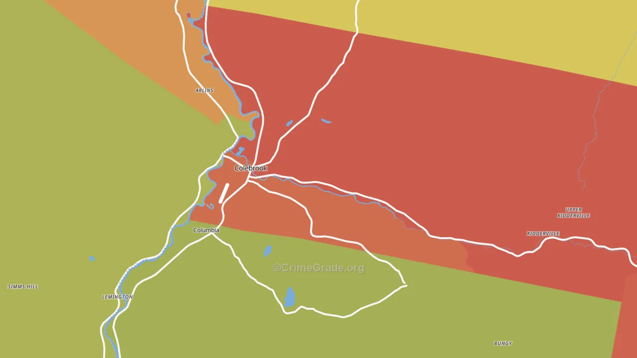Colebrook, NH Map of Theft Rates