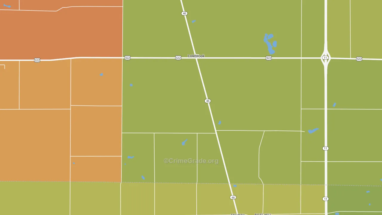 Colebrook, OH Map of Theft Rates