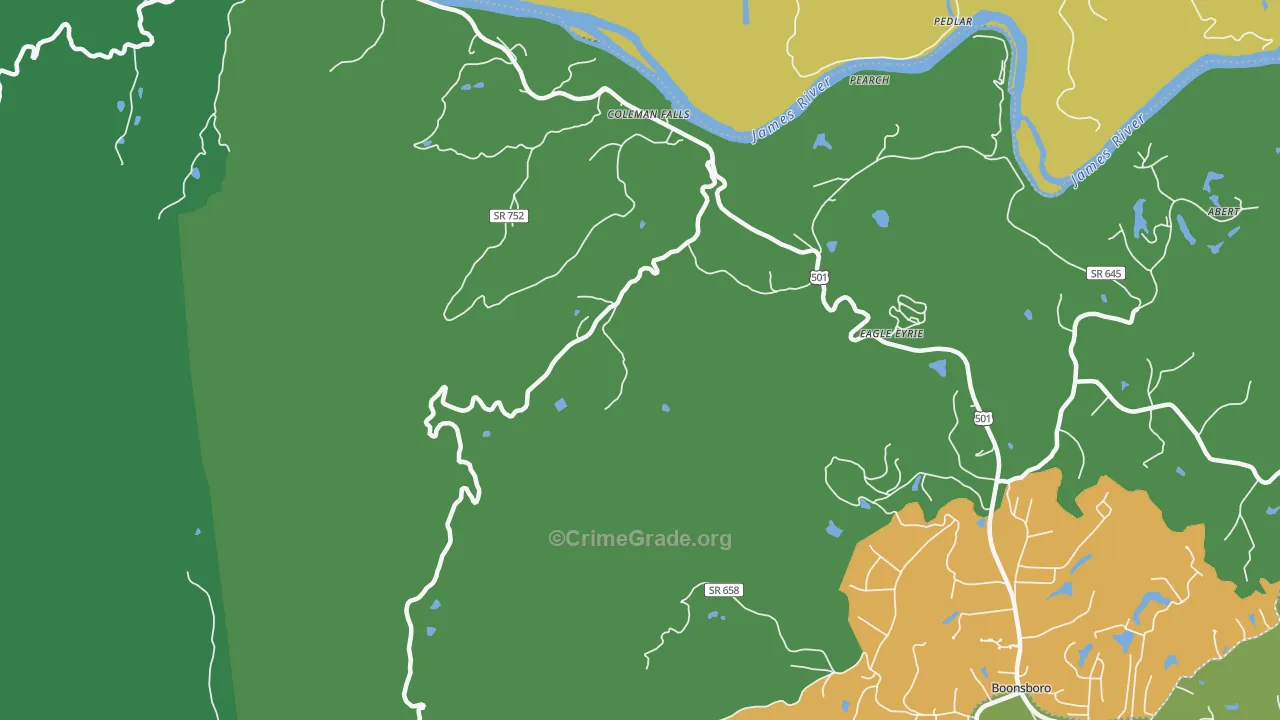 Coleman Falls, VA Map of Theft Rates