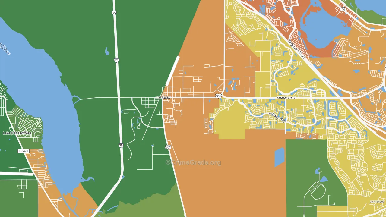 Coleman, FL Map of Theft Rates