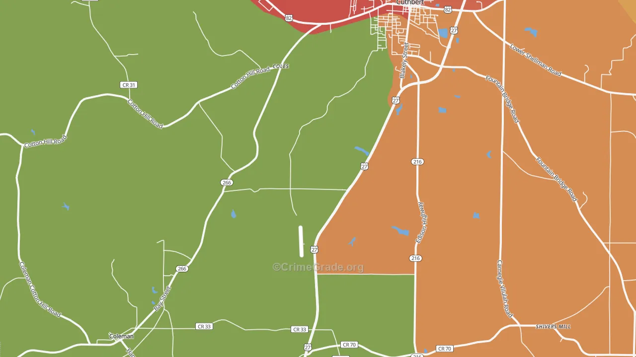 Coleman, GA Map of Theft Rates