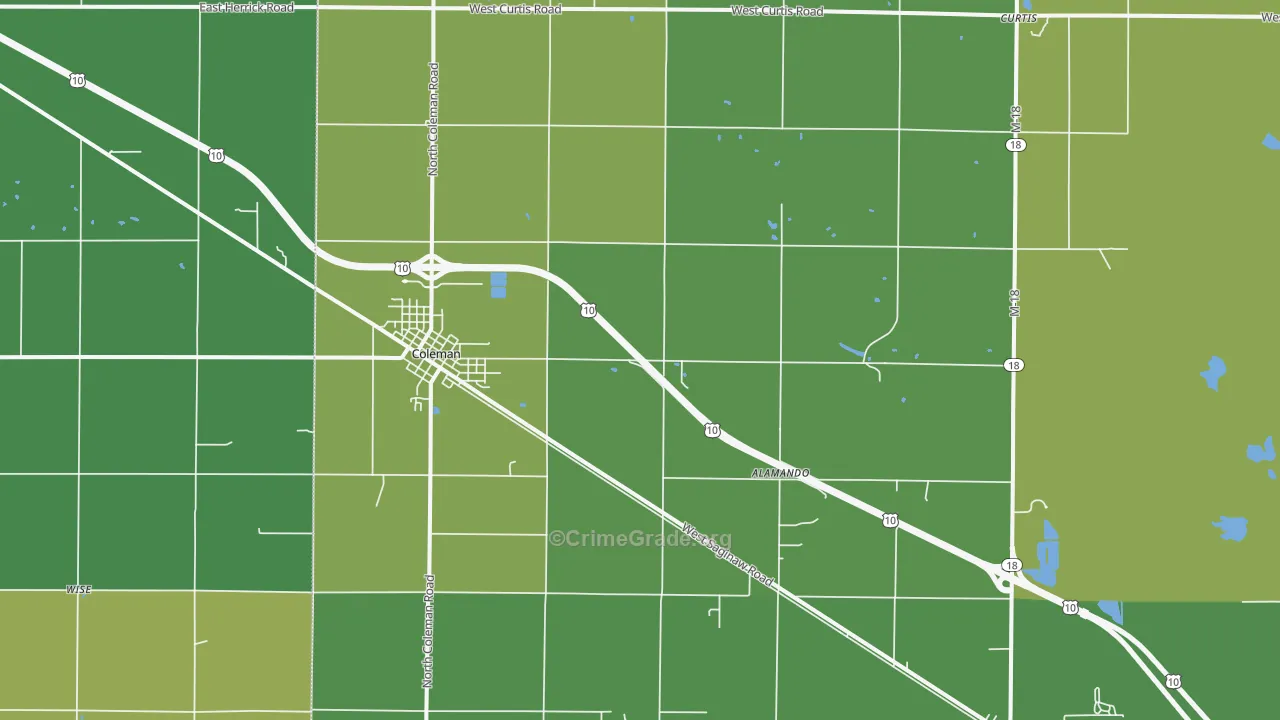 Coleman, MI Map of Theft Rates