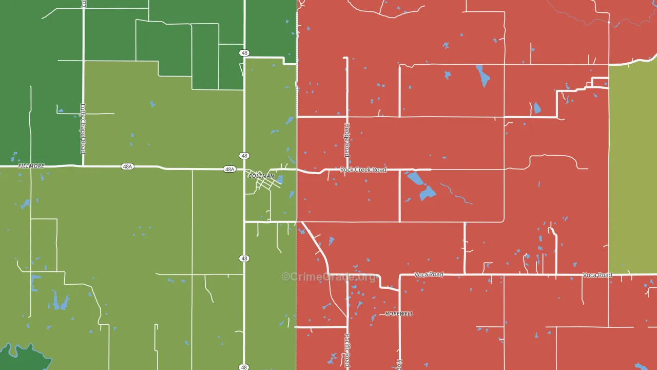 Coleman, OK Map of Theft Rates