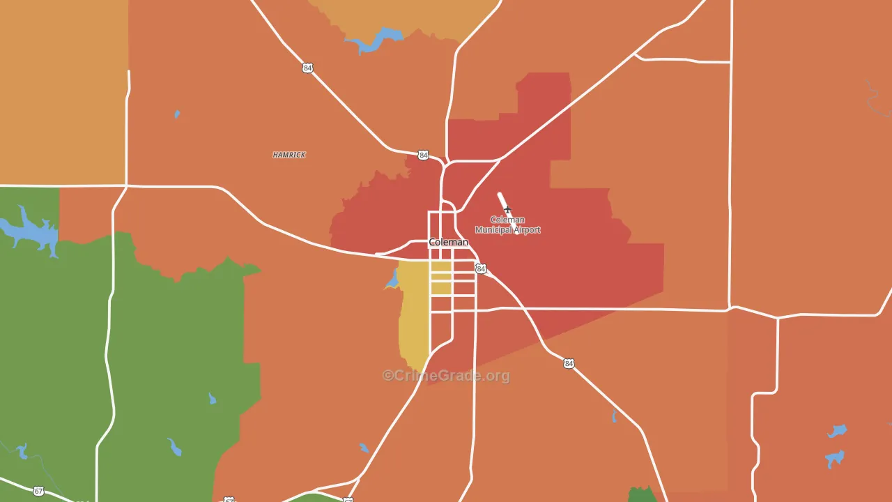 Coleman, TX Map of Theft Rates