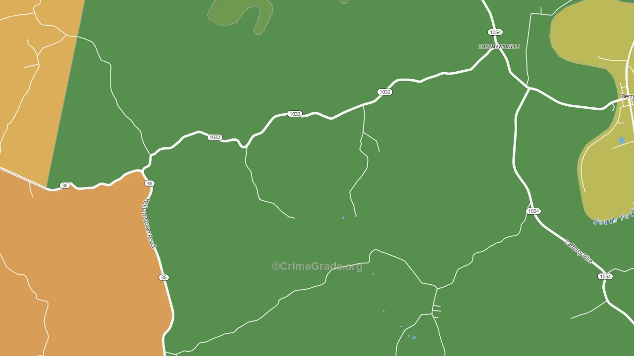 Colemansville, KY Map of Theft Rates