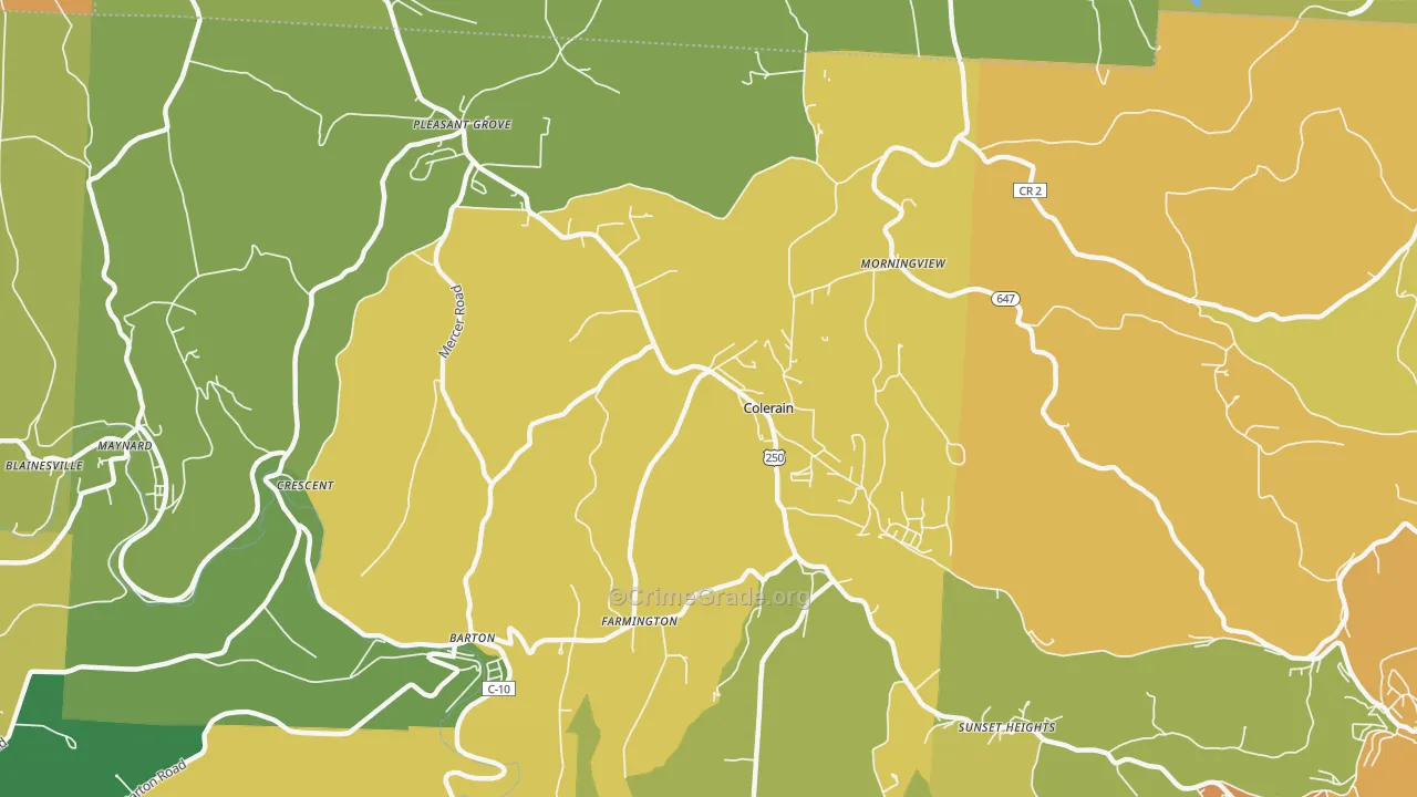 Colerain, OH Map of Theft Rates