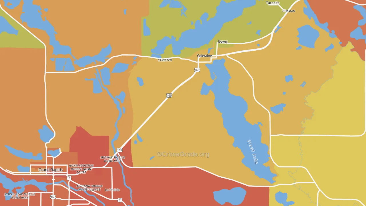 Coleraine, MN Map of Theft Rates