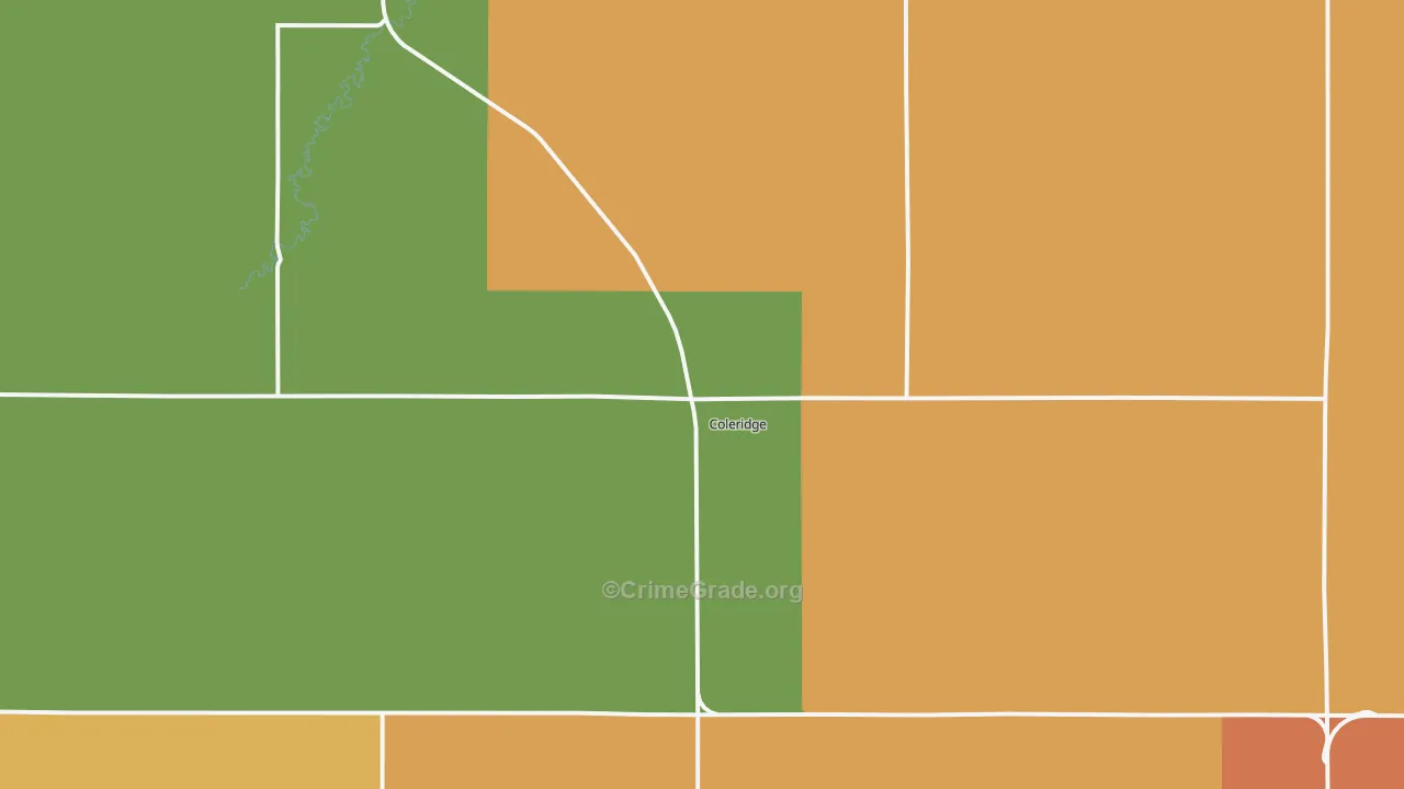 Coleridge, NE Map of Theft Rates