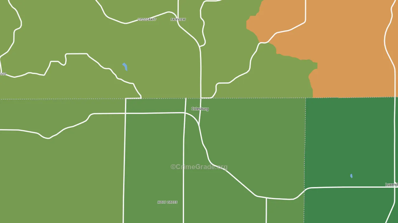 Colesburg, IA Map of Theft Rates