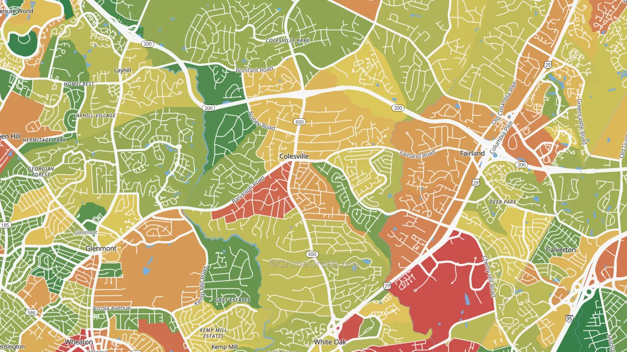 Colesville, MD Map of Theft Rates