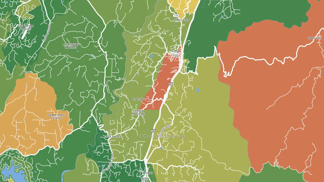 Colfax, CA Map of Theft Rates
