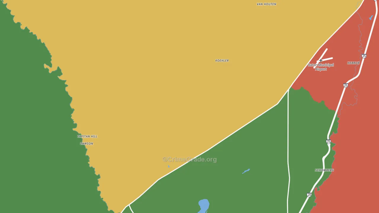 Colfax County, NM Map of Theft Rates