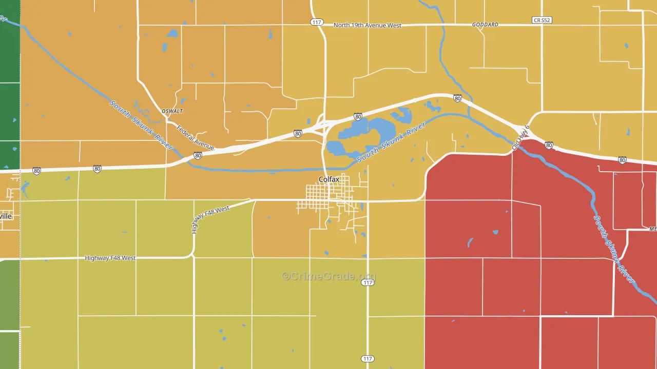 Colfax, IA Map of Theft Rates