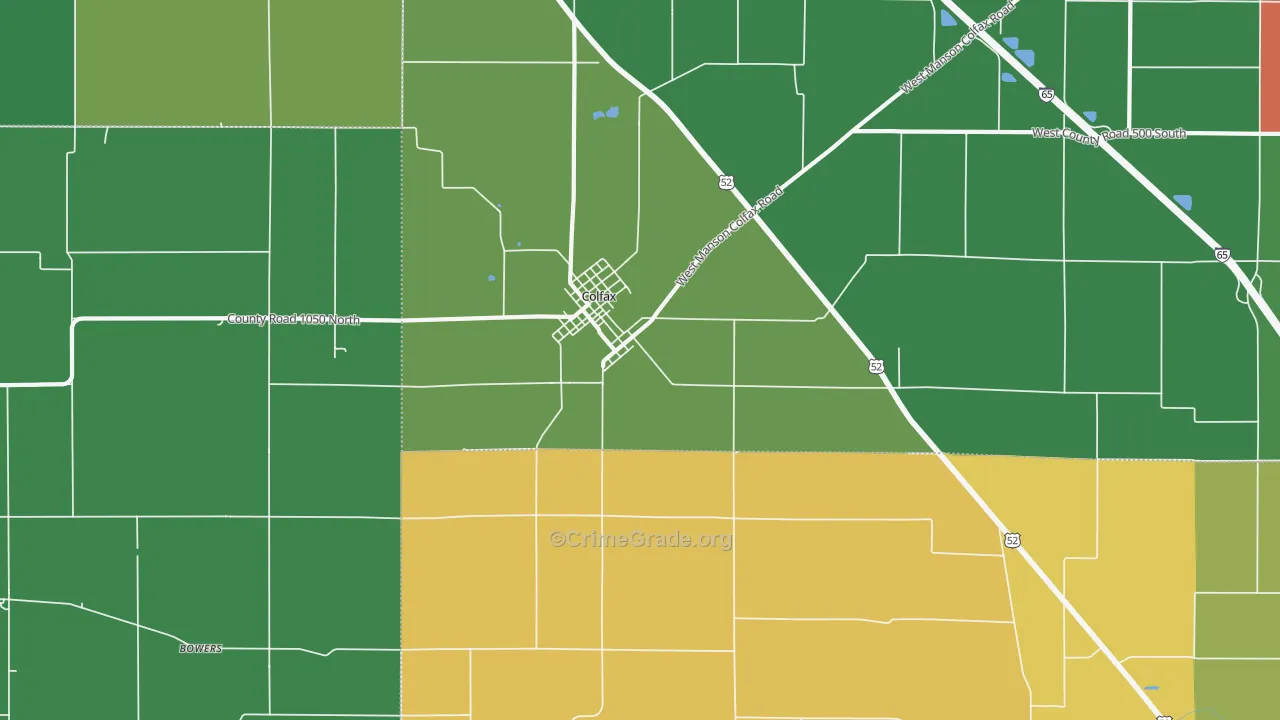 Colfax, IN Map of Theft Rates