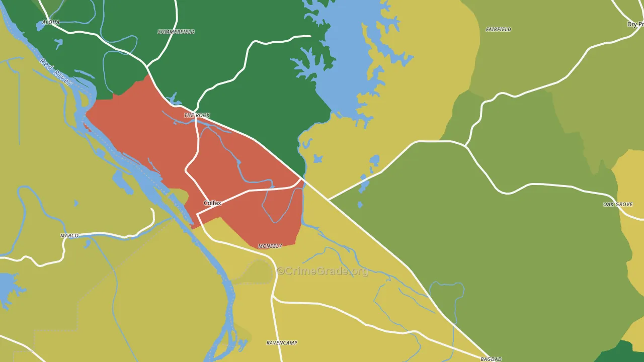 Colfax, LA Map of Theft Rates
