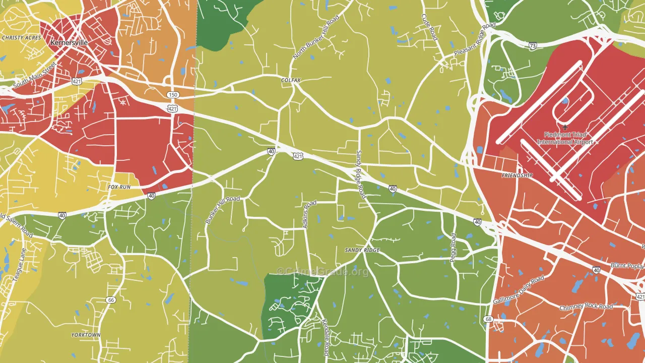 Colfax, NC Map of Theft Rates