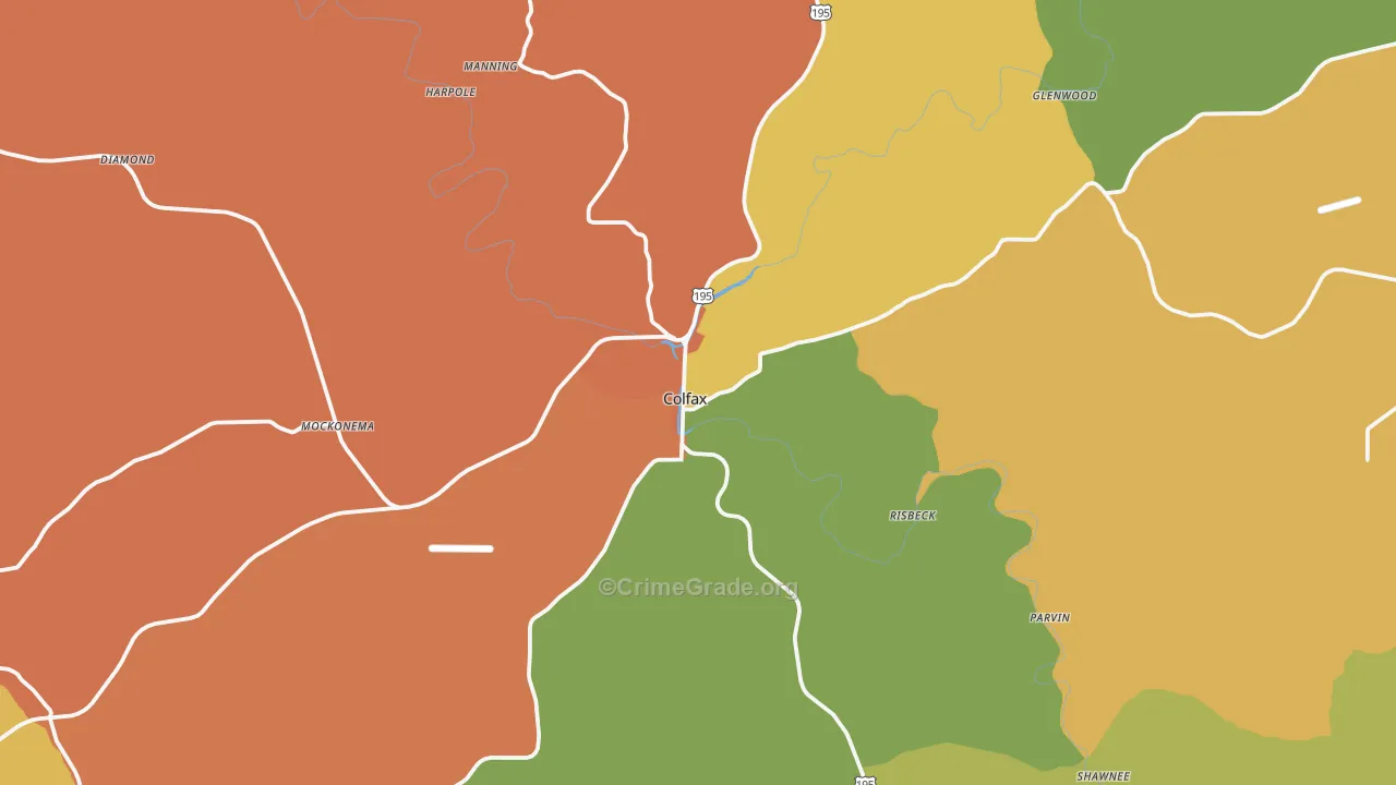 Colfax, WA Map of Theft Rates