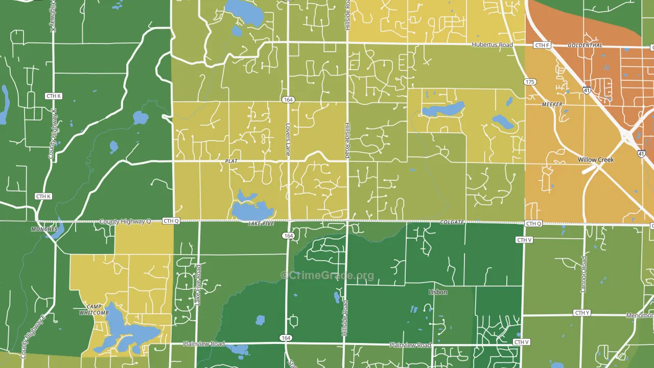 Colgate, WI Map of Theft Rates