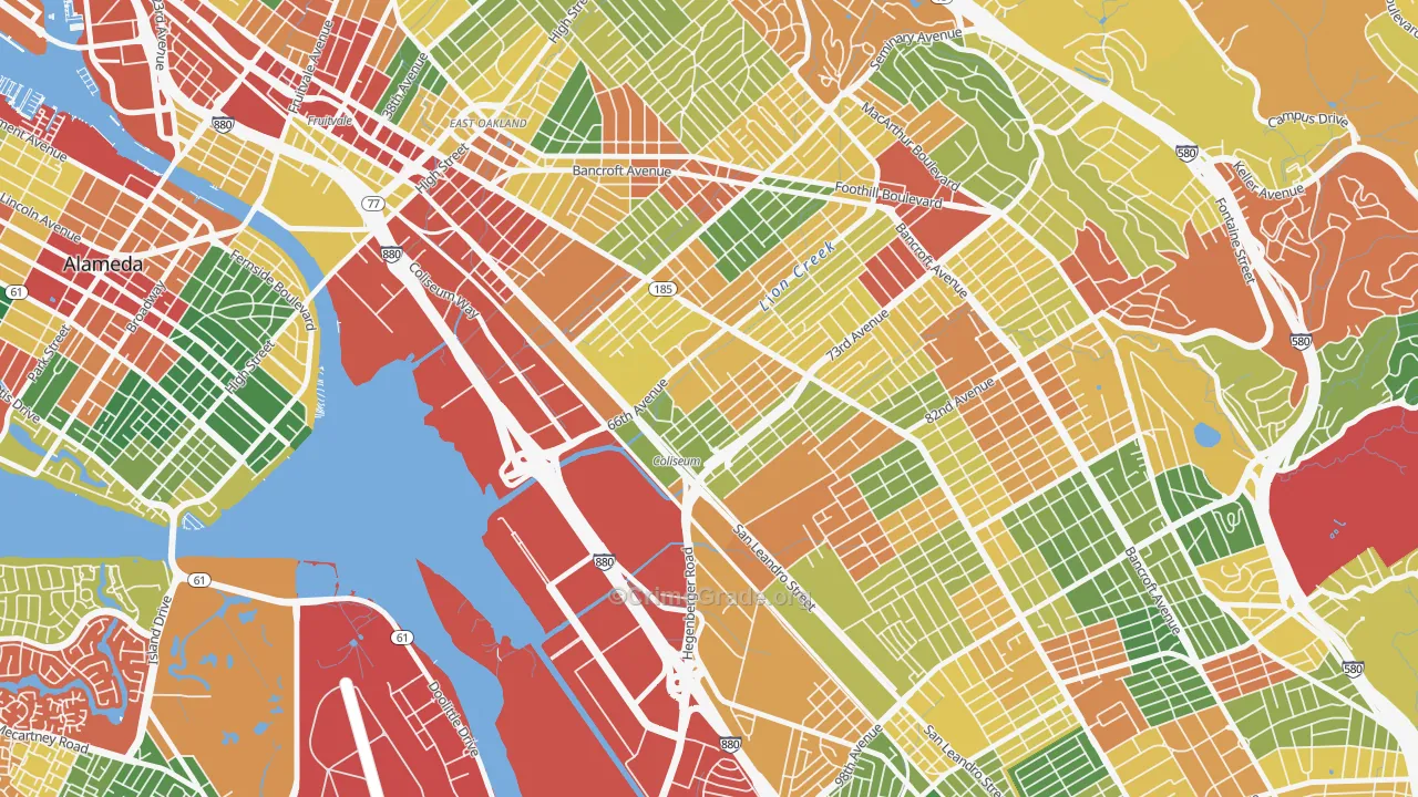 Coliseum, Oakland, CA Map of Theft Rates
