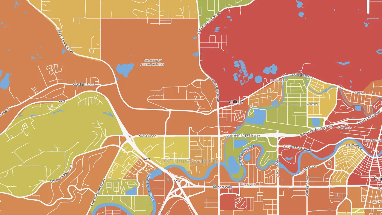College, AK Map of Theft Rates