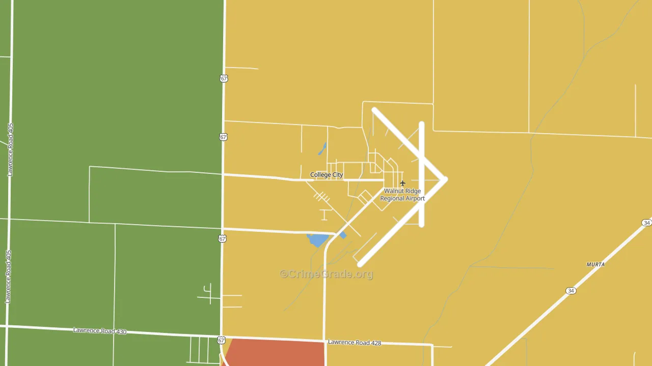 College City, AR Map of Theft Rates