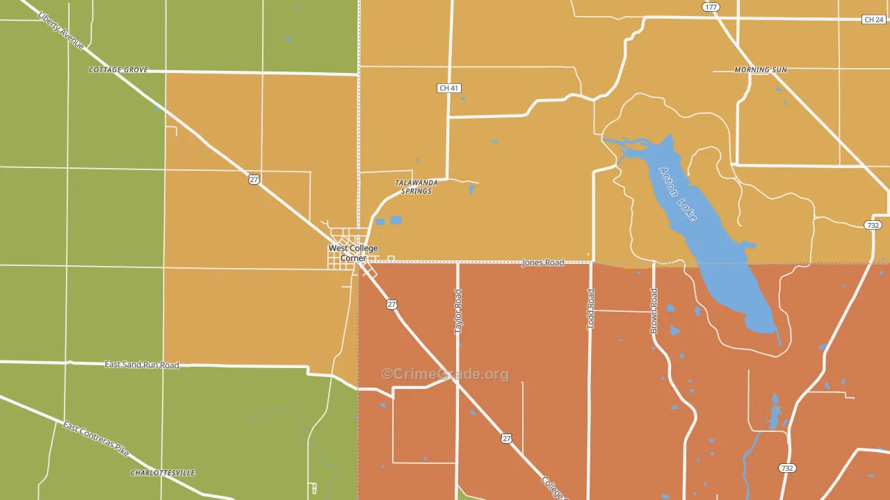 College Corner, OH Map of Theft Rates