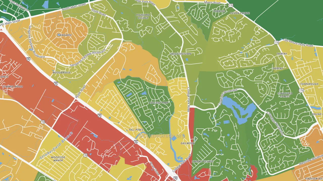 College Park, Ladson, SC Map of Theft Rates