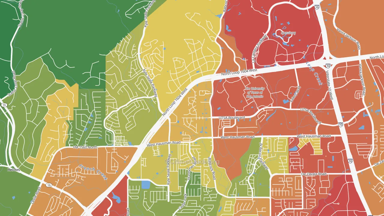 College Park San Antonio, San Antonio, TX Map of Theft Rates