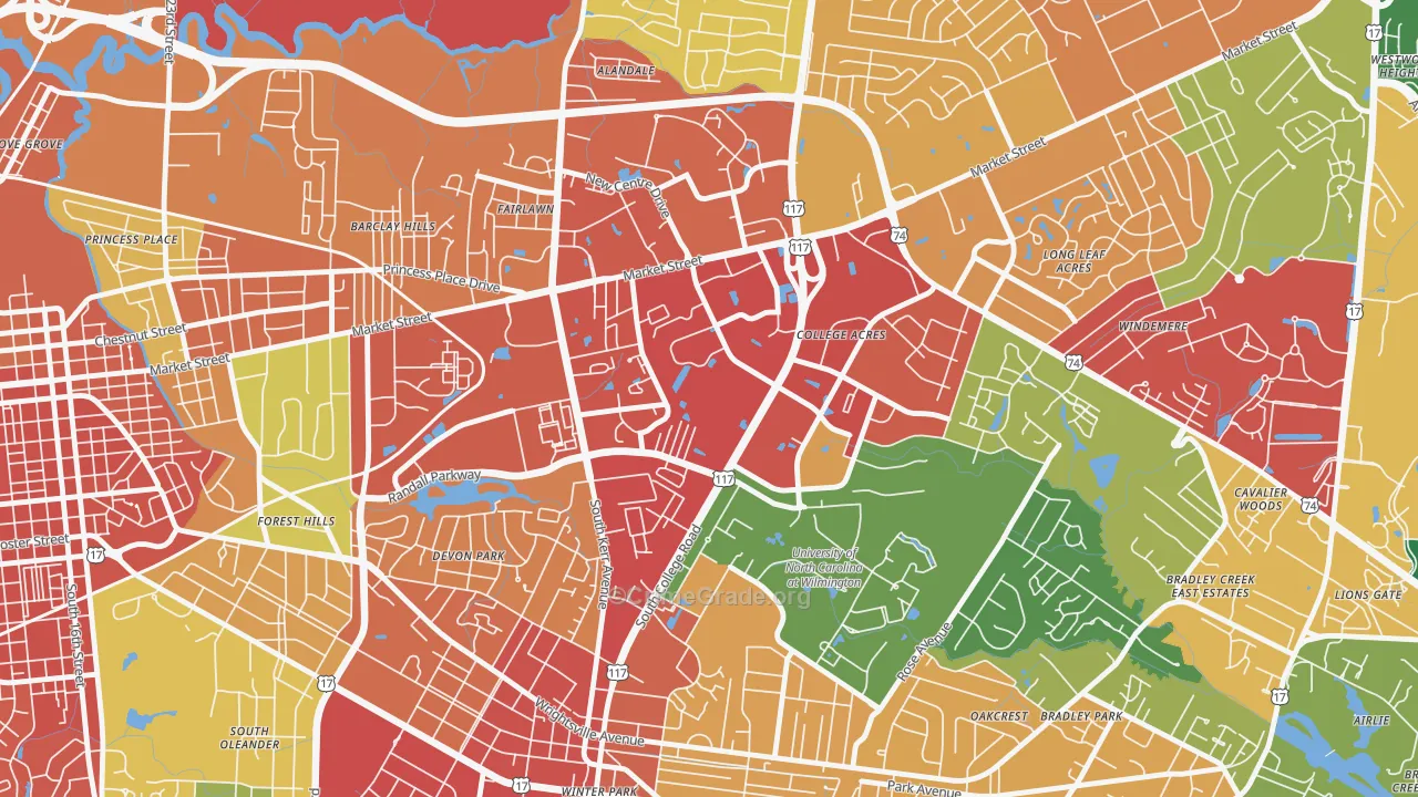 College Park, Wilmington, NC Map of Theft Rates