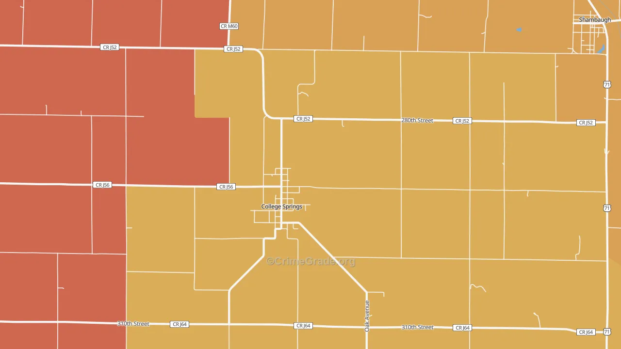 College Springs, IA Map of Theft Rates