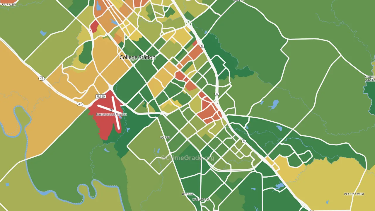 College Station, TX Map of Theft Rates