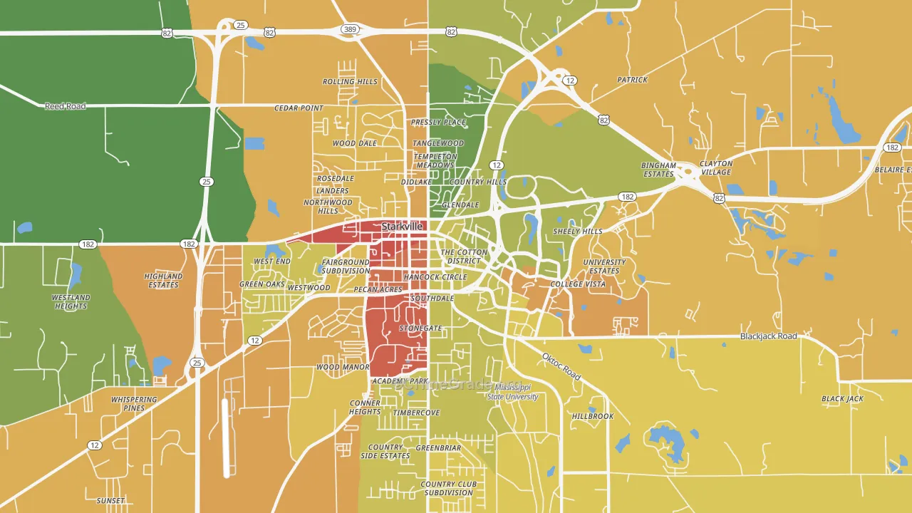 College View, Starkville, MS Map of Theft Rates