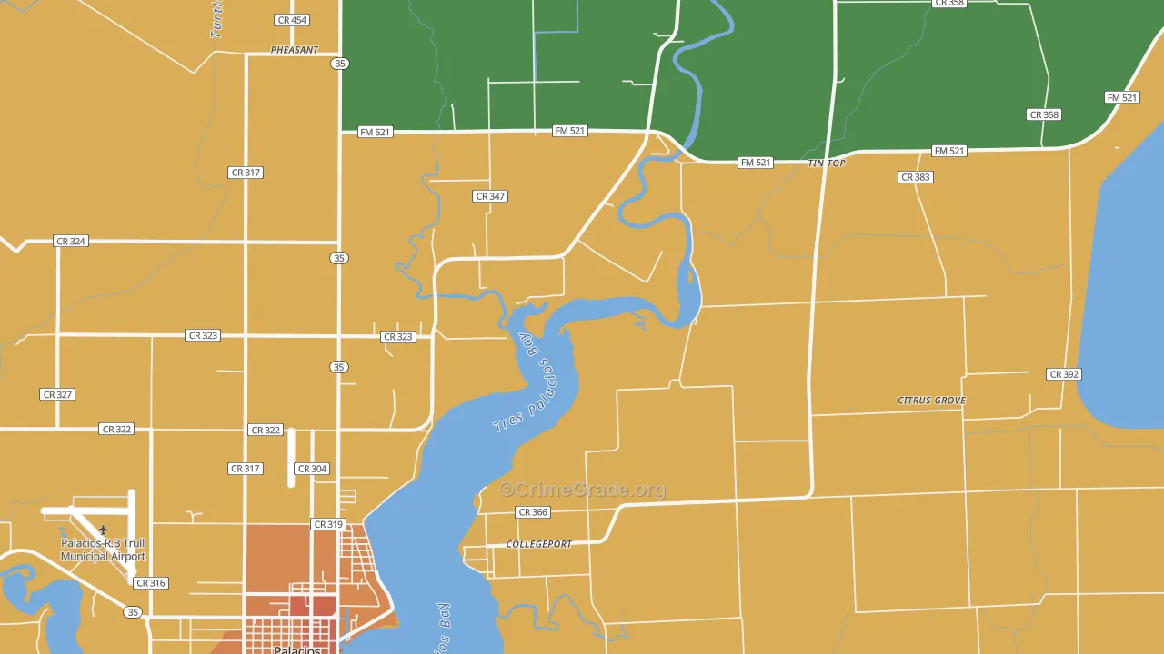 Collegeport, TX Map of Theft Rates