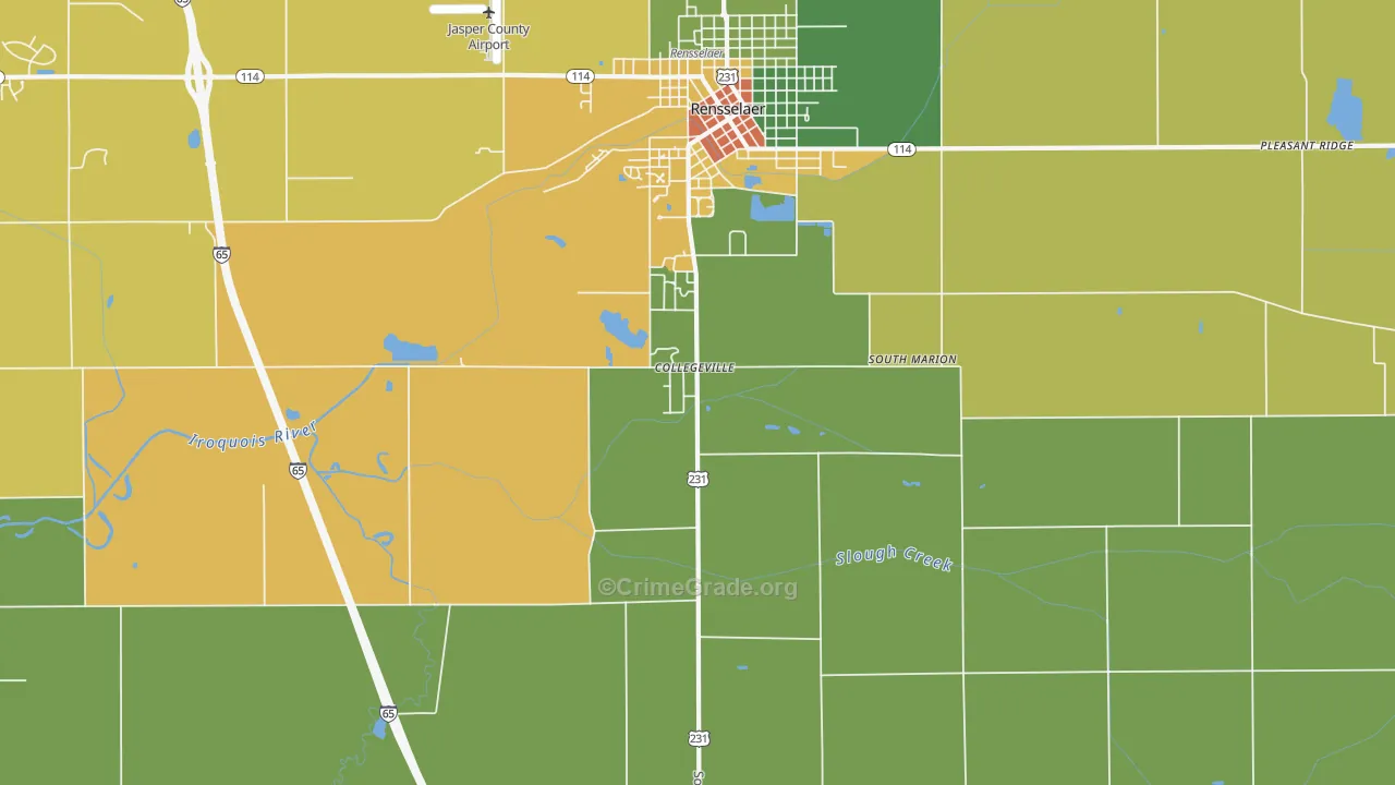 Collegeville, IN Map of Theft Rates