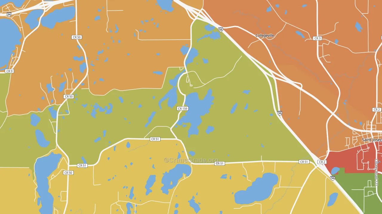 Collegeville, MN Map of Theft Rates