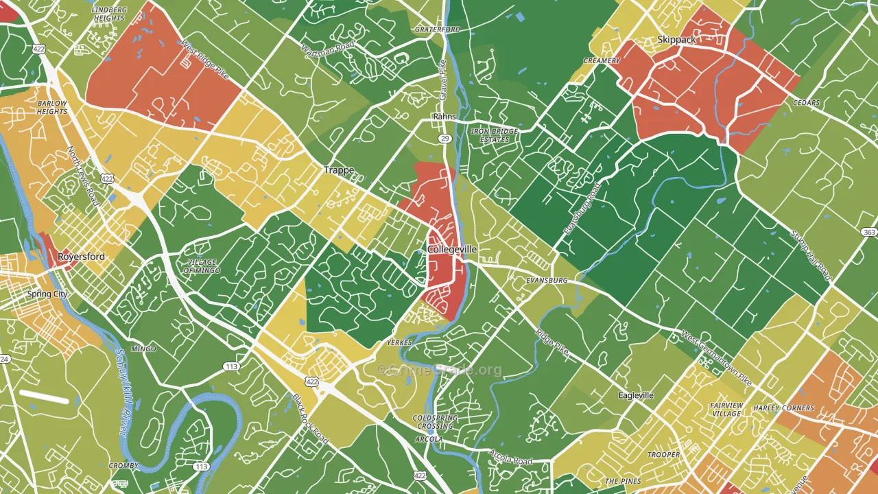 Collegeville, PA Map of Theft Rates